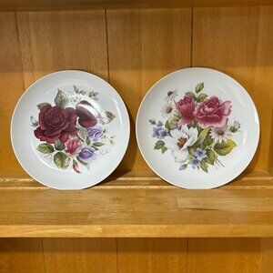 Vintage Kaiser Floral Porcelain Plates Set 2 Piece Roses Germany Farmhouse Décor